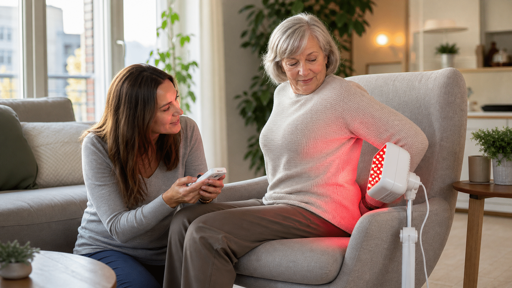 Home red light therapy lamp for everyday lower back and hip wellness support